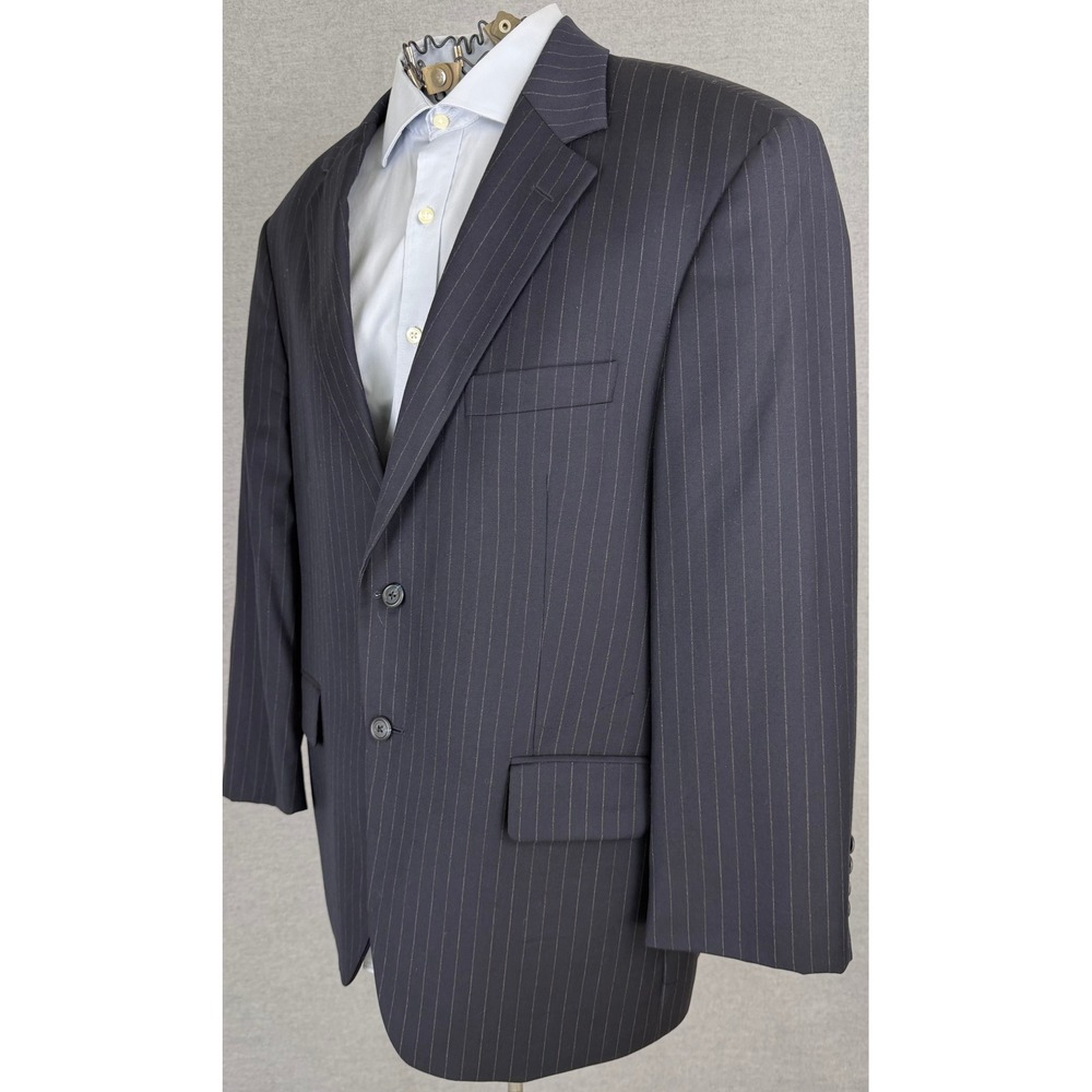 John W. Nordstrom Loro Piana Super 110s Wool Pinstripe Blazer Navy Blue 2-Button